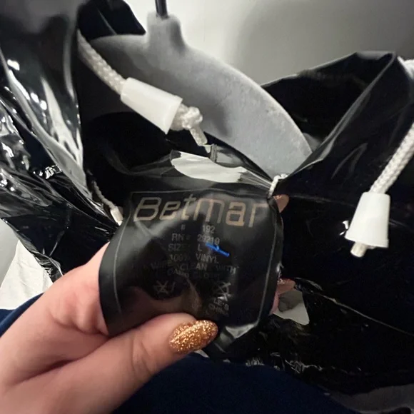 80s vintage latex Black rain Jacket - Picture 4 of 5